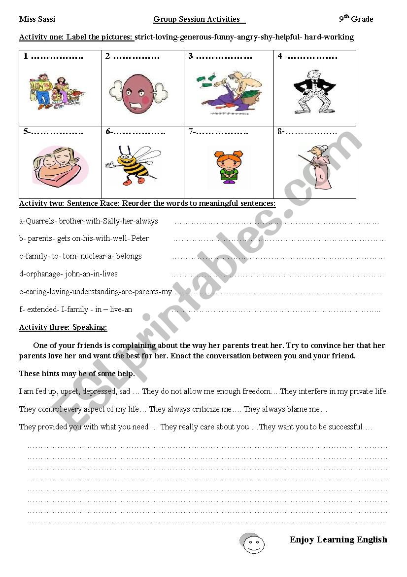 Group Session: Family worksheet