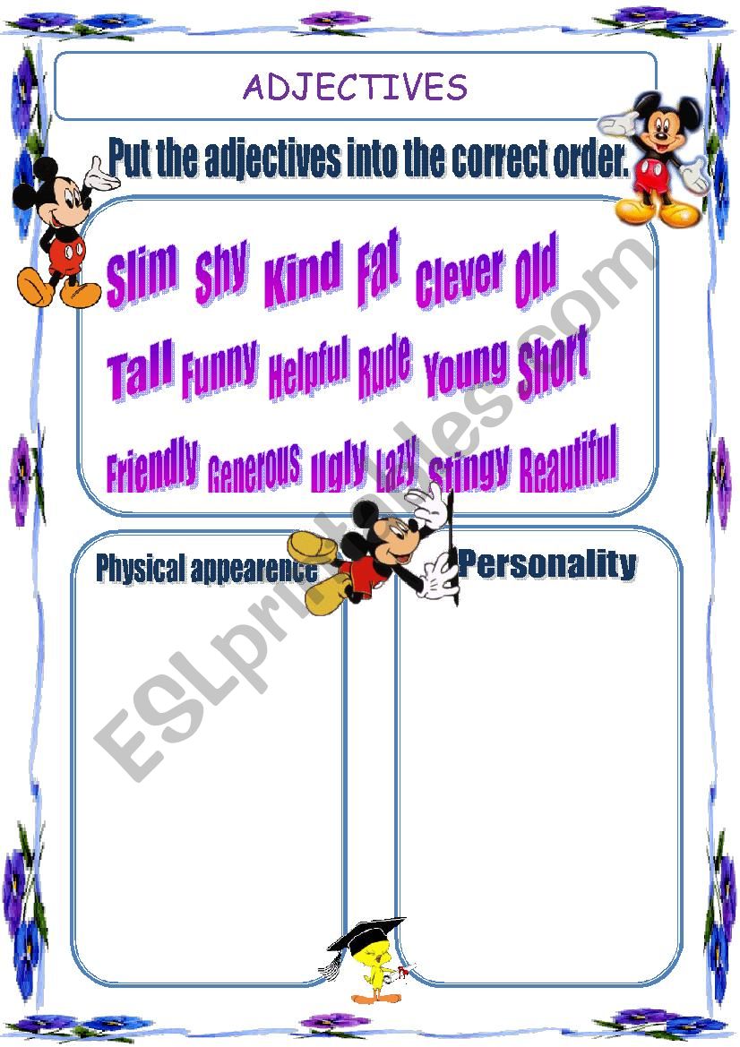 adjectives worksheet