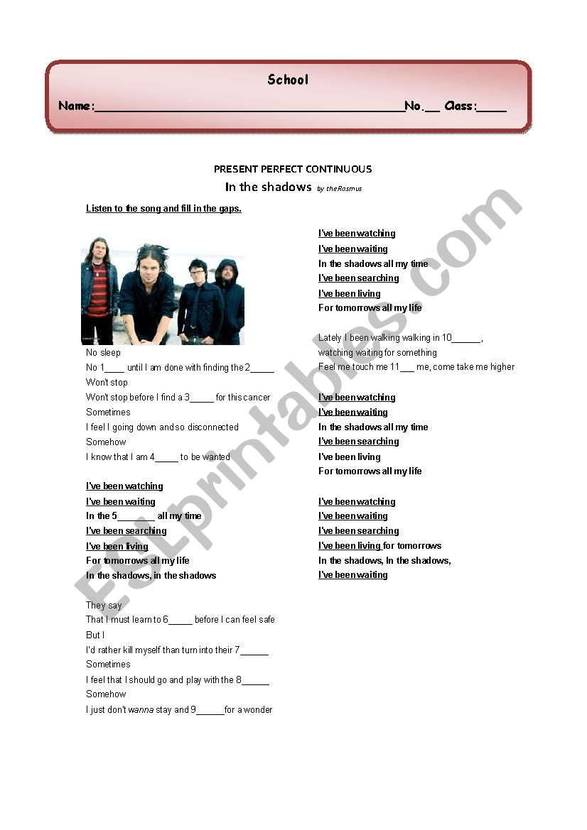 Present perfect continuous worksheet