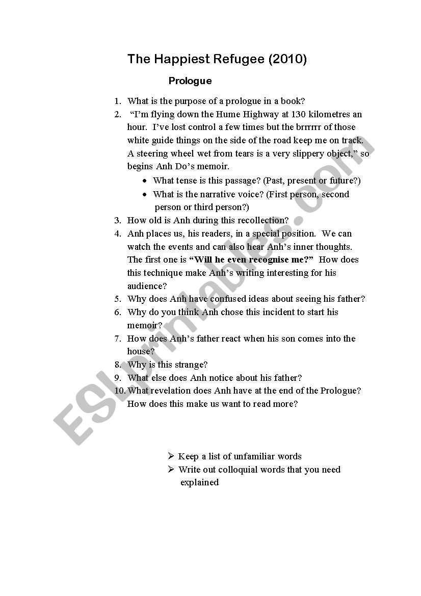 Â´The Happiest RefugeeÂ´ Text Study