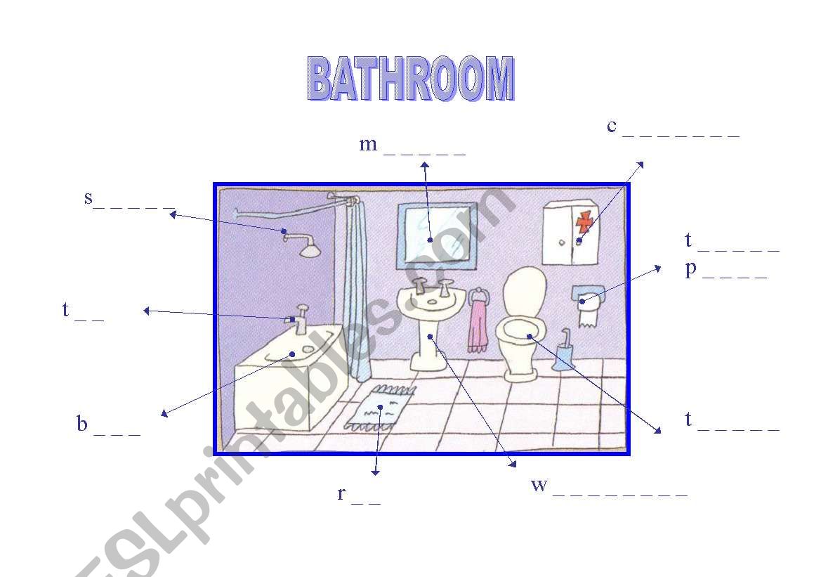 Bathroom vocabulary worksheet