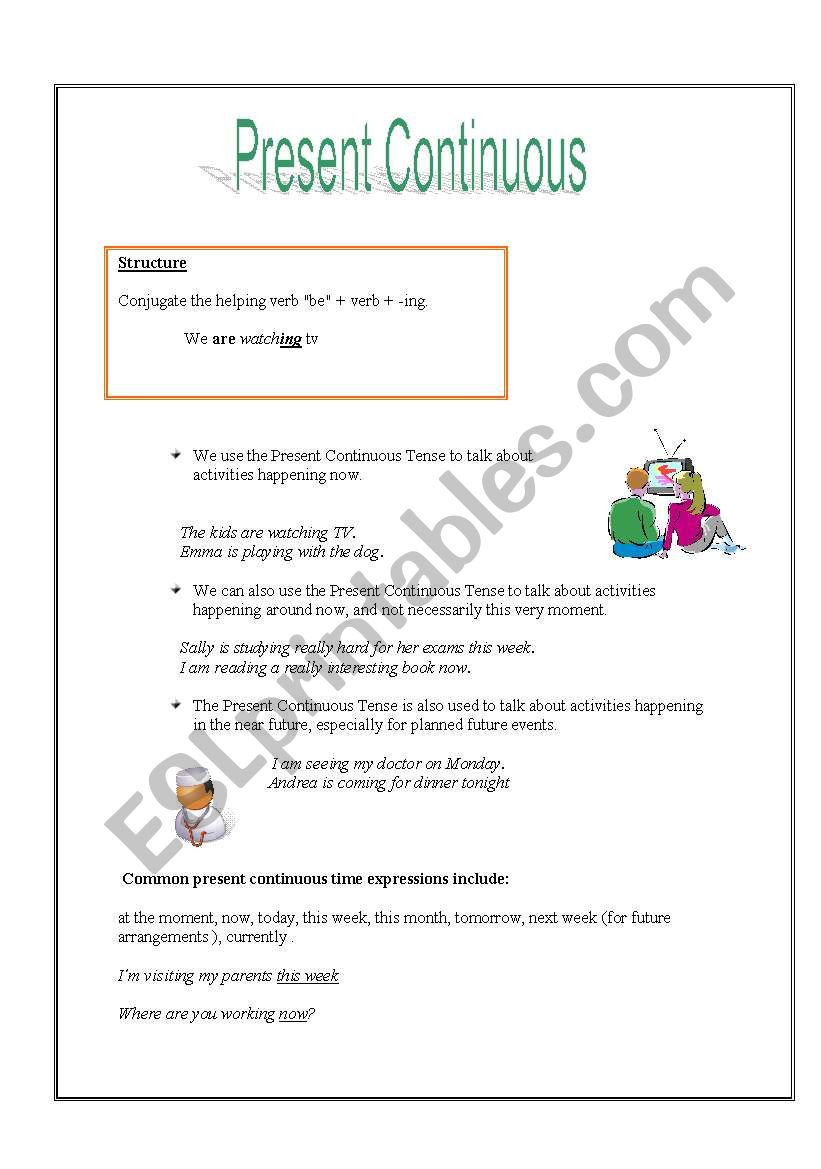 Present Continuous Tense worksheet