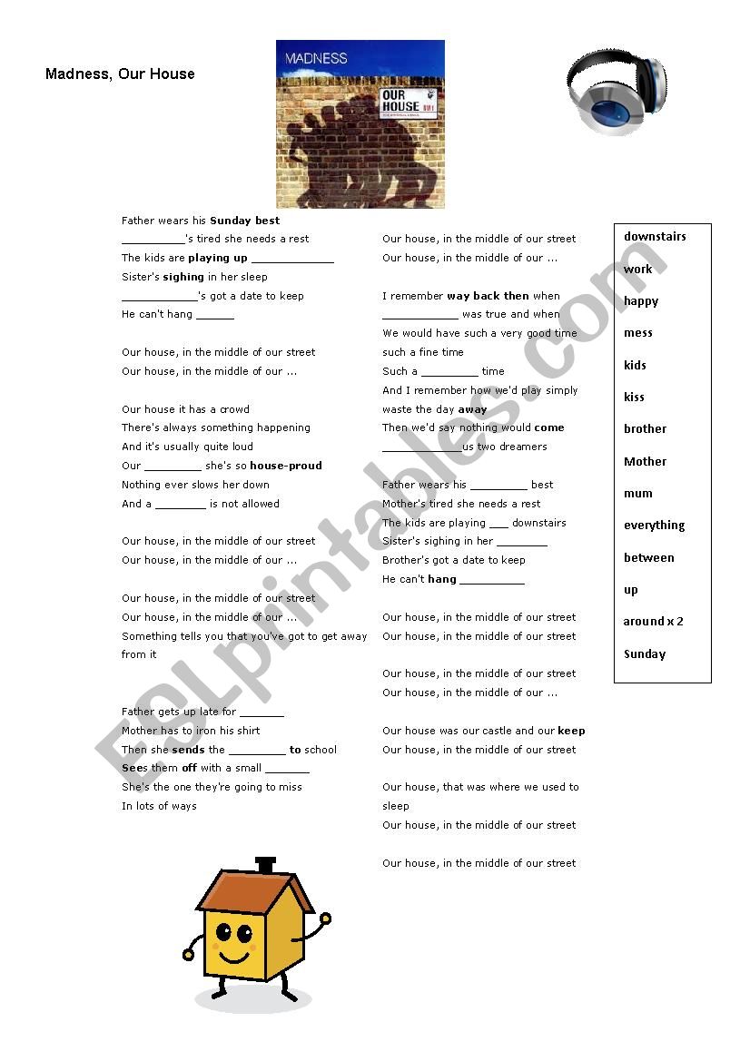 Madness - Our House worksheet