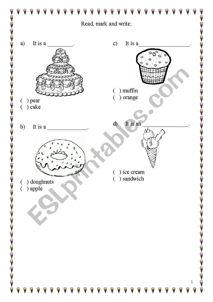 Exercises Food worksheet