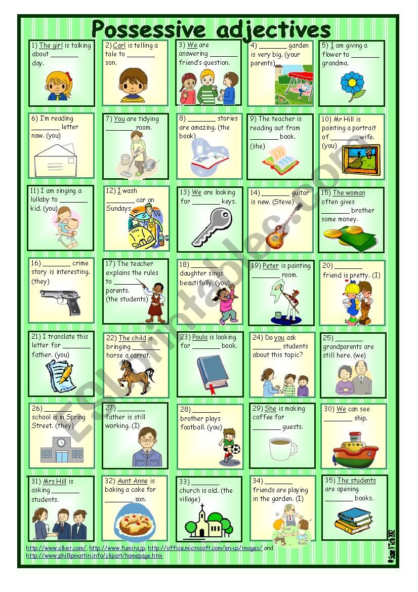 Possessive adjectives in sentences 2 *** with key ++ reuploaded