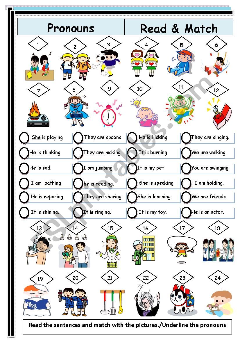 Pronouns worksheet