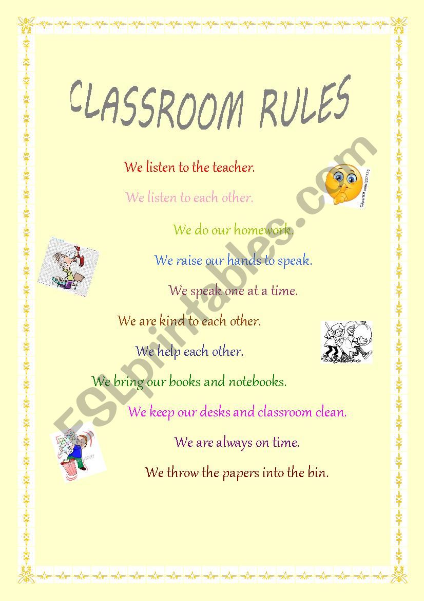 Classroom rules worksheet