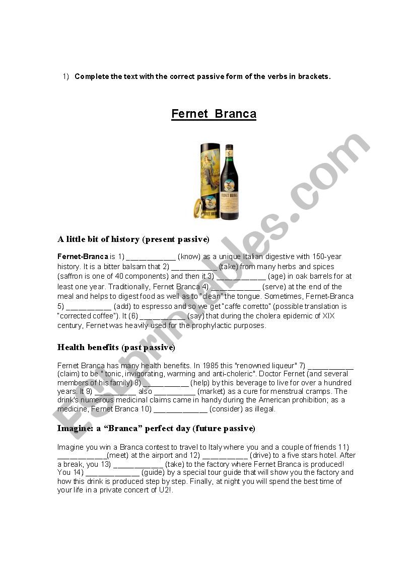 Fernet Branca worksheet