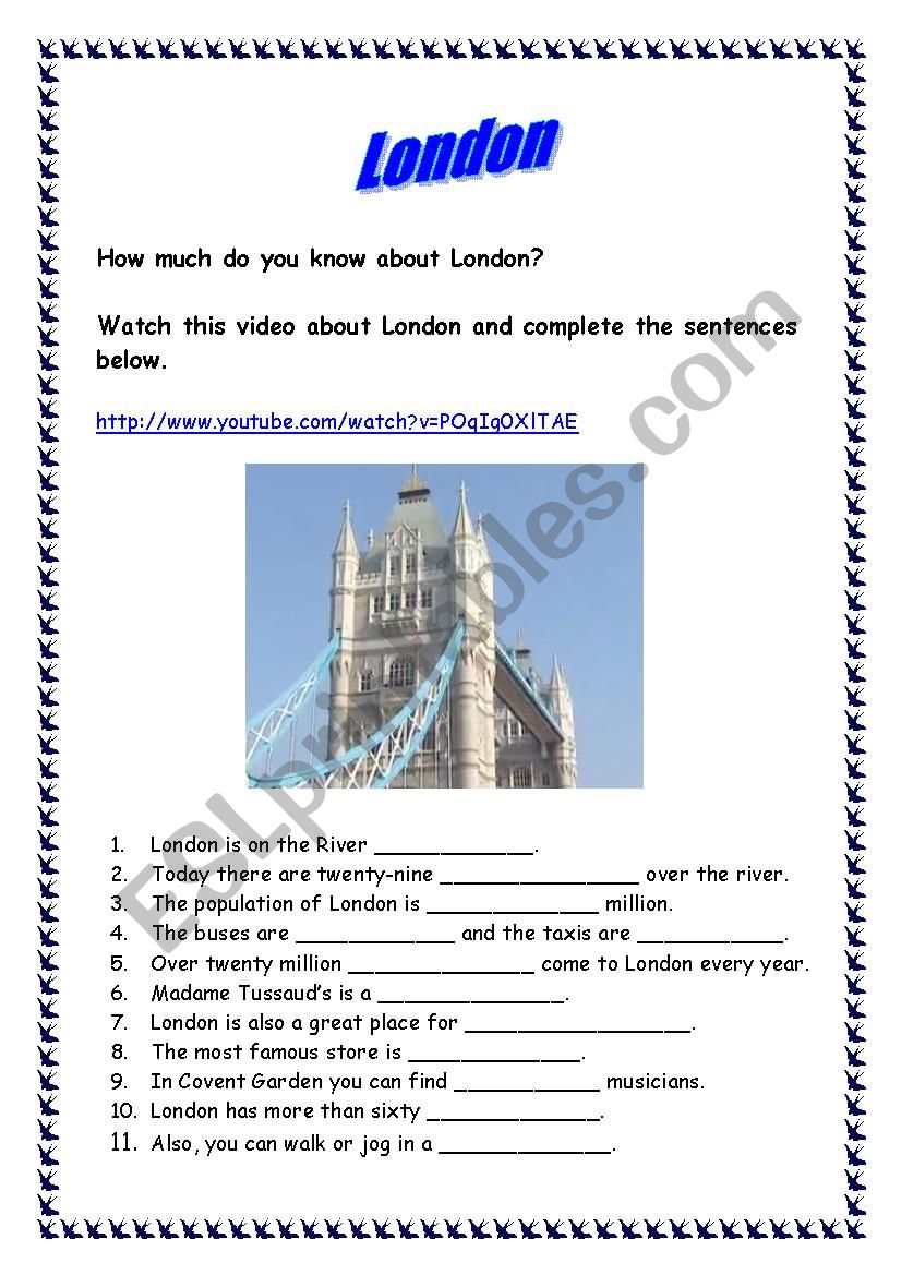 About London worksheet