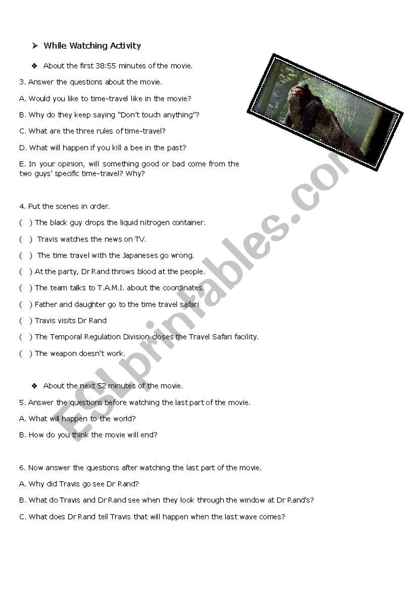 A Sound of Thunder Movie Worksheet Part II