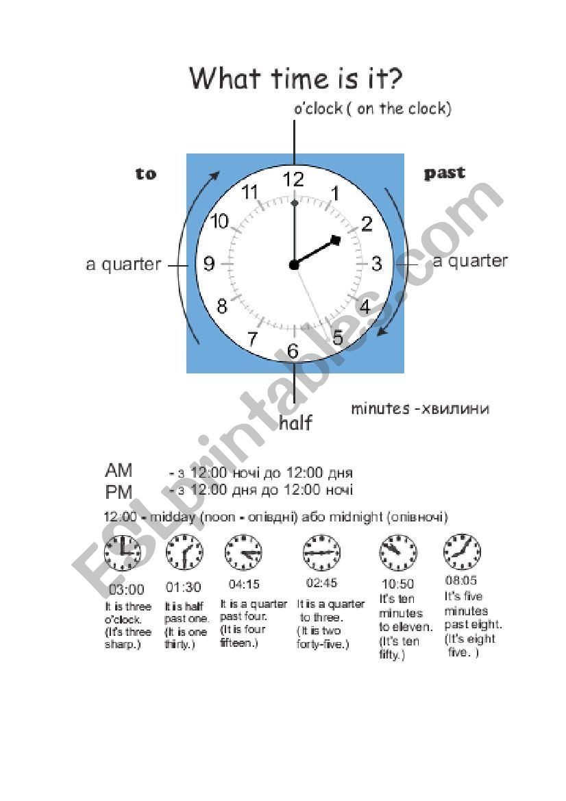 What time is it? worksheet