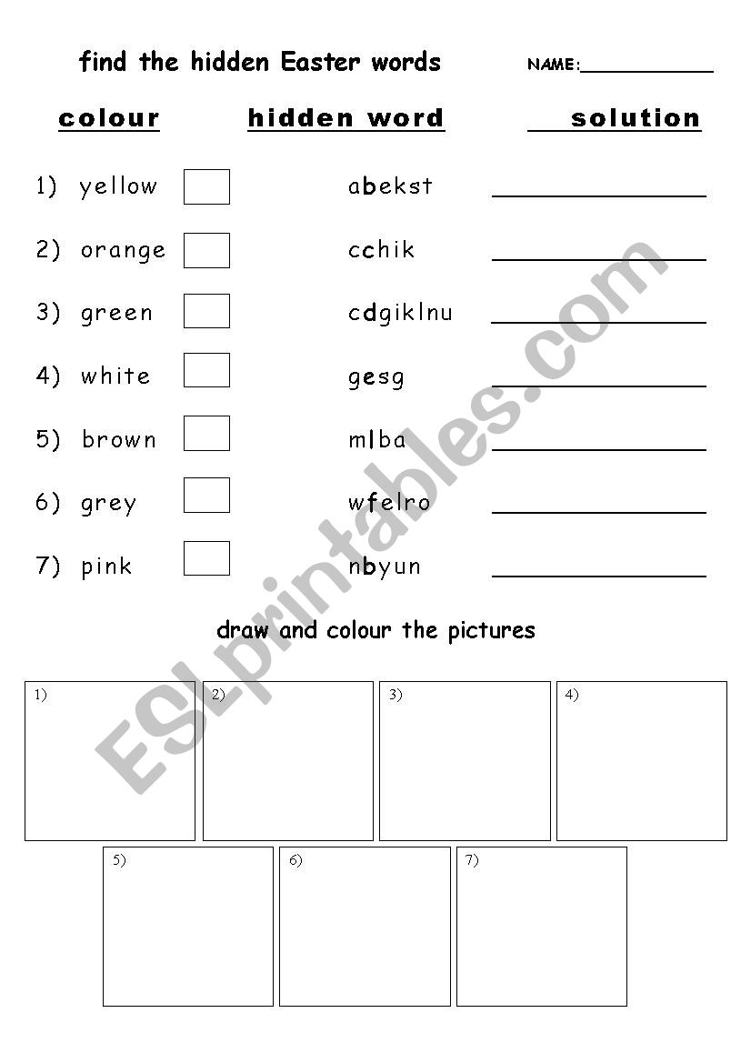 Easter word formation worksheet