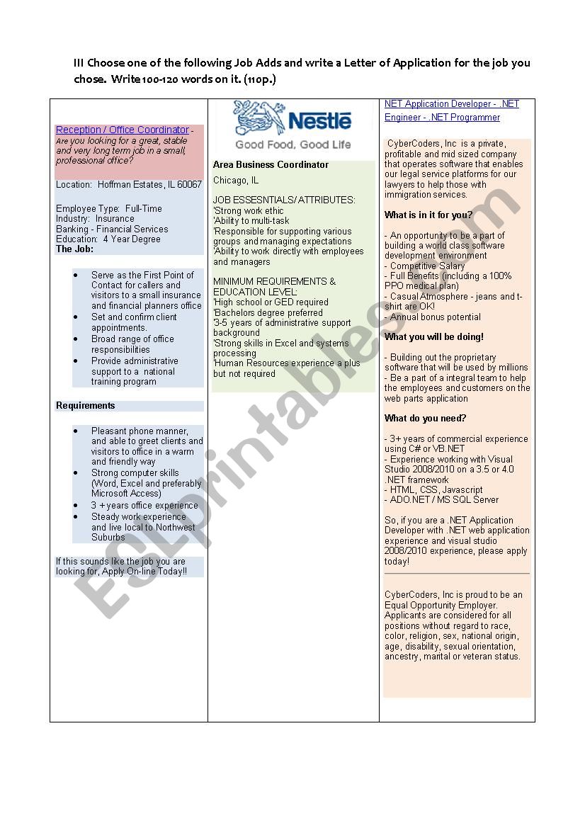 test esl worksheet by soniacoco cybercoders inc