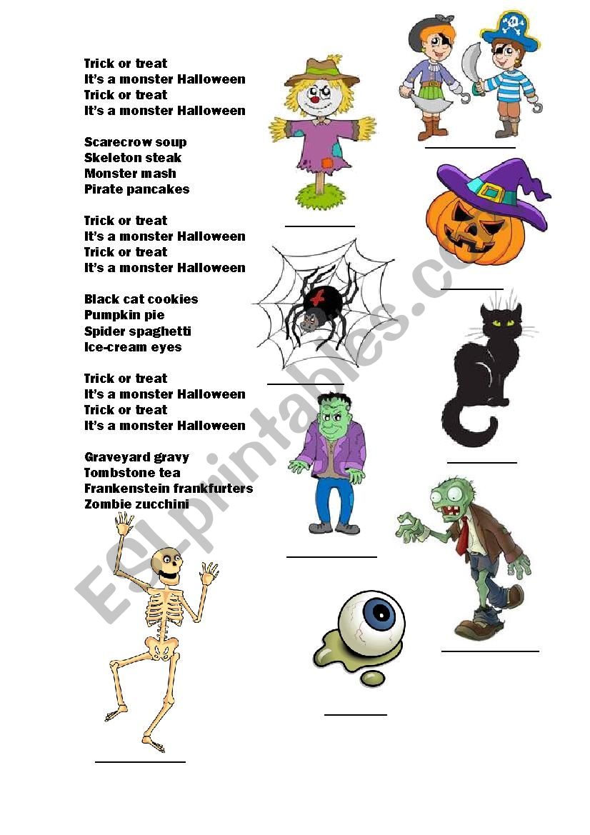 Trick or treat worksheet