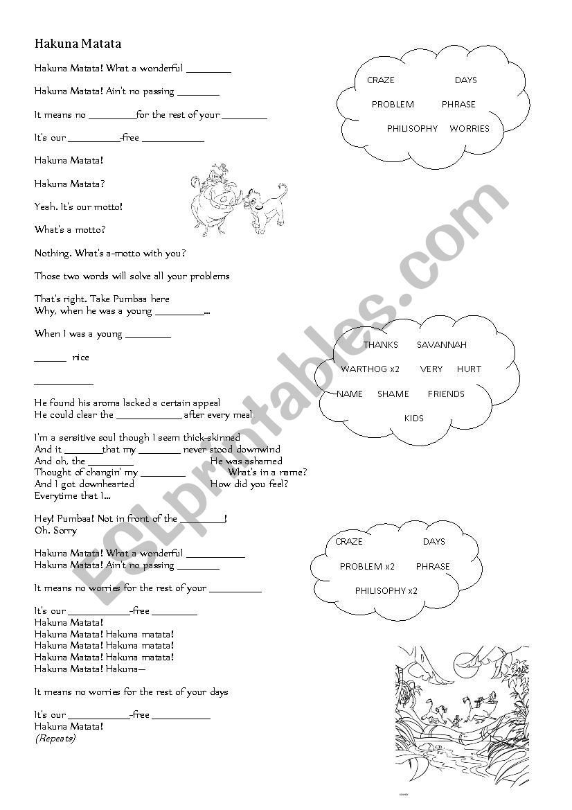 hakuna Matata worksheet