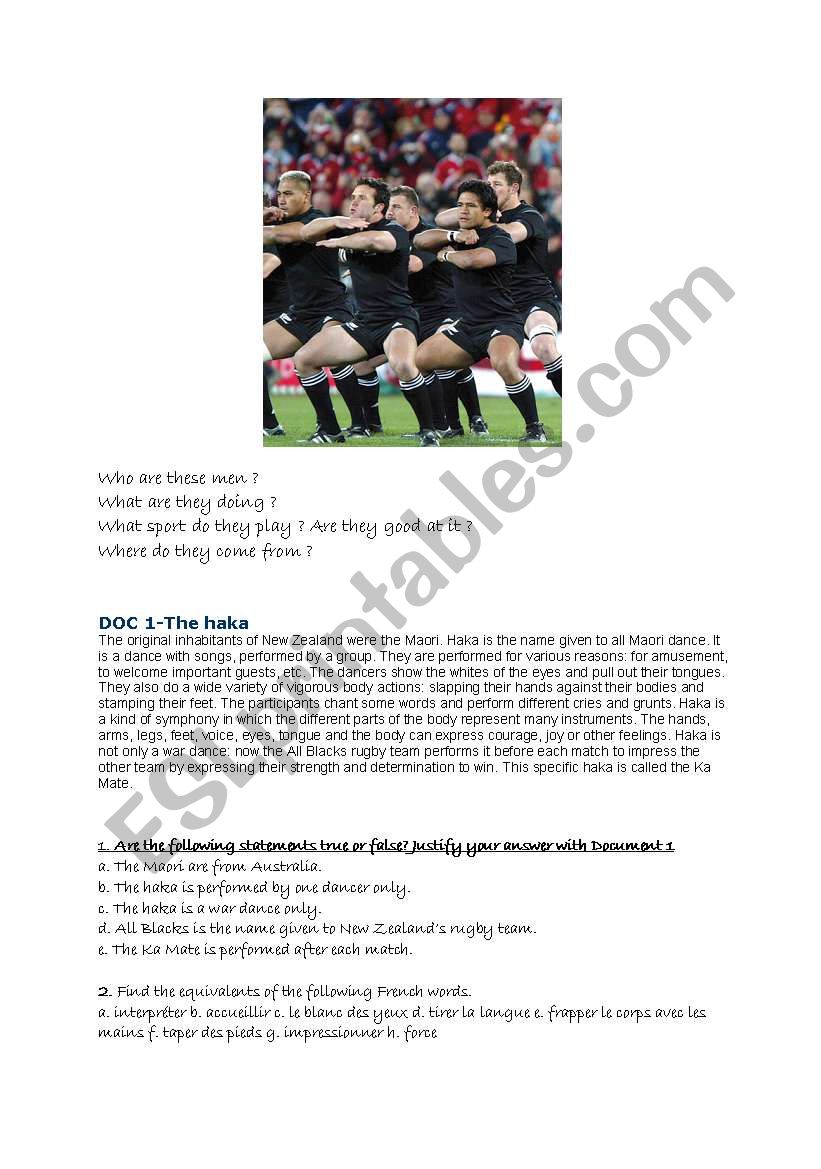 rugby worksheet