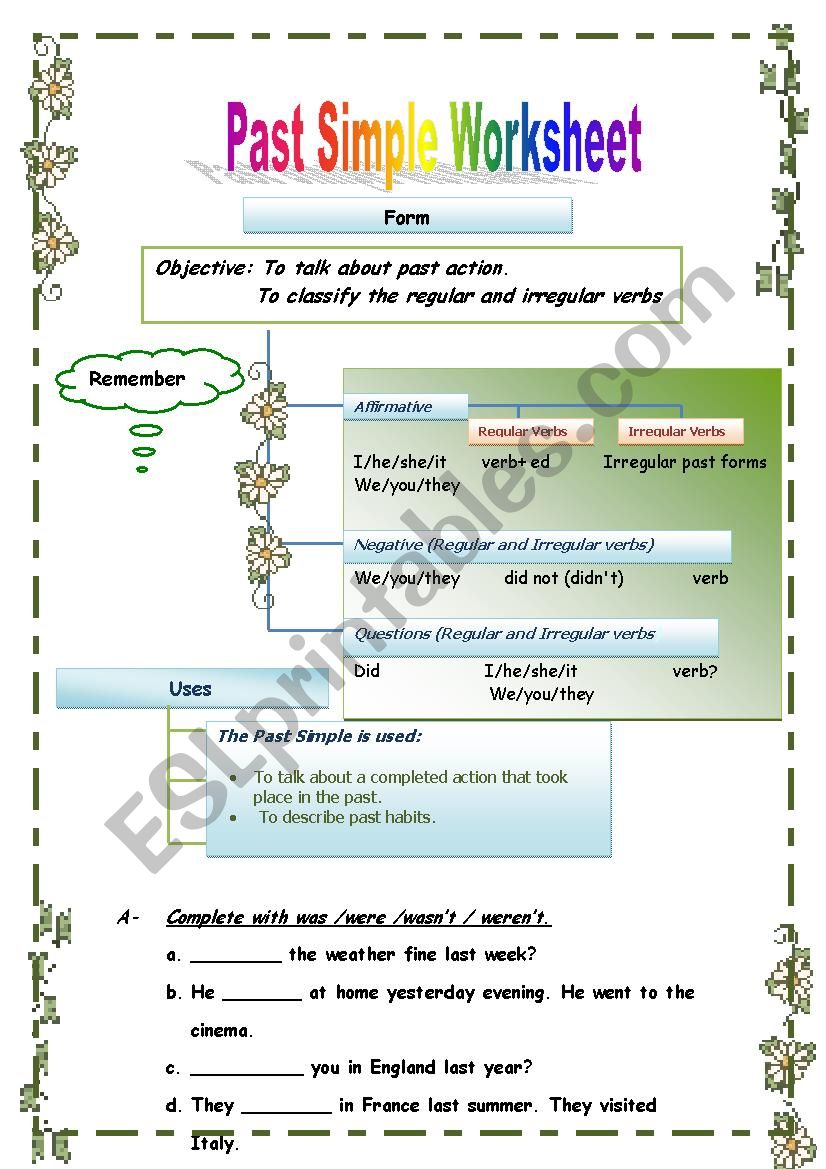 past tense  worksheet