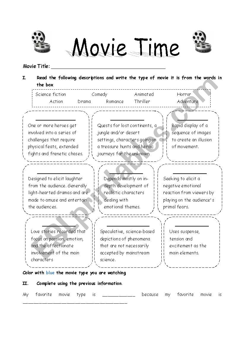 Movie Time worksheet