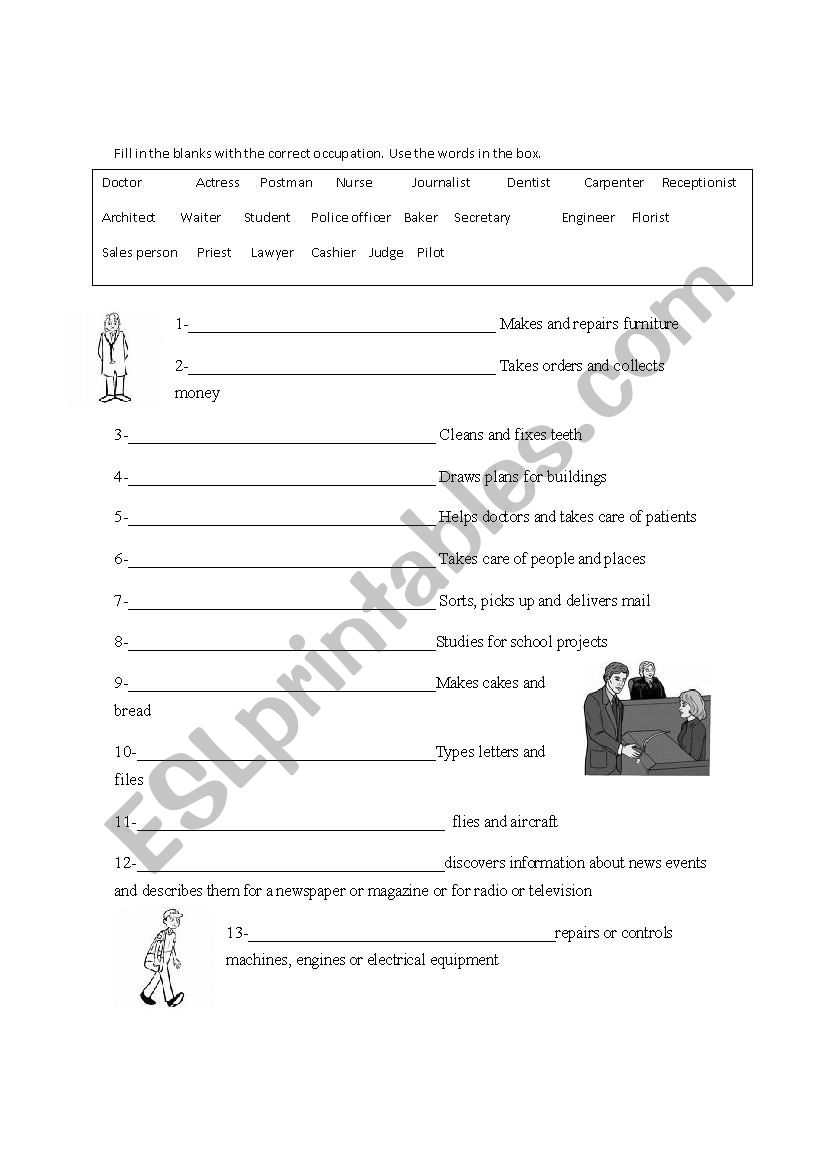 Occupation´s practice worksheet