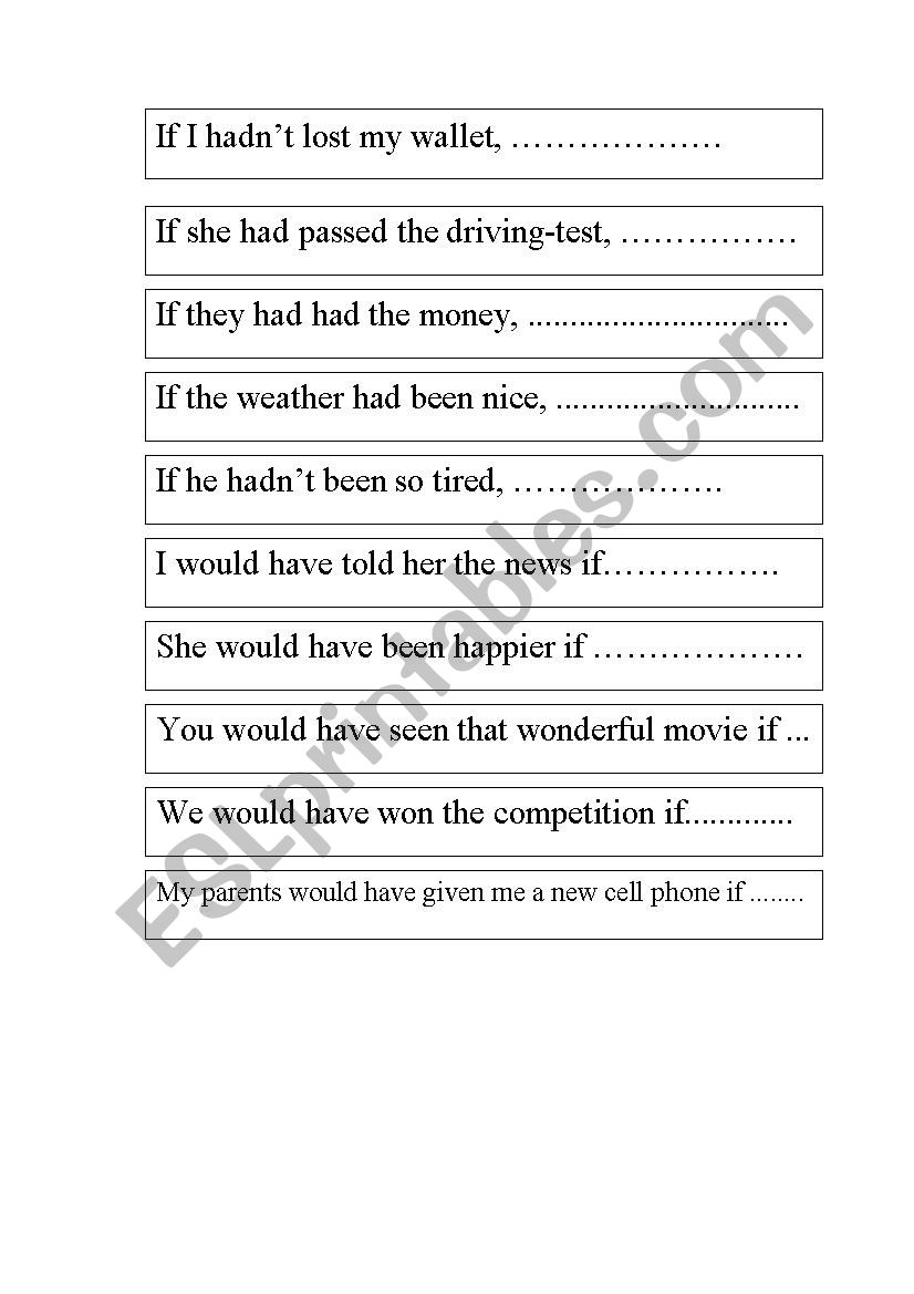 third conditional speaking cards