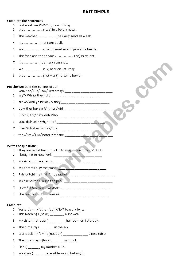 PAST SIMPLE worksheet