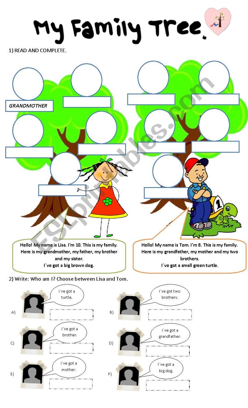 My family tree worksheet