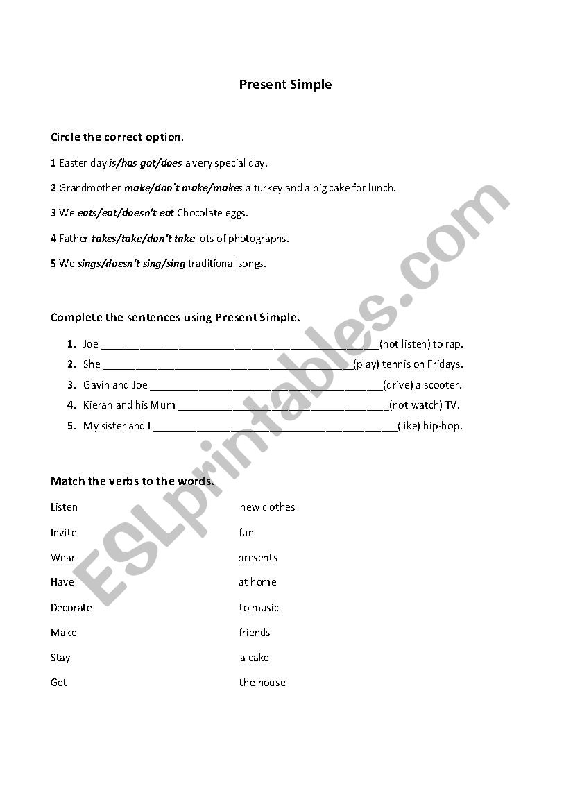 Present Simple worksheet