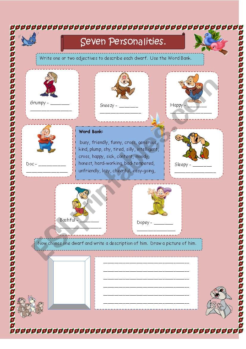 Seven Personalities worksheet