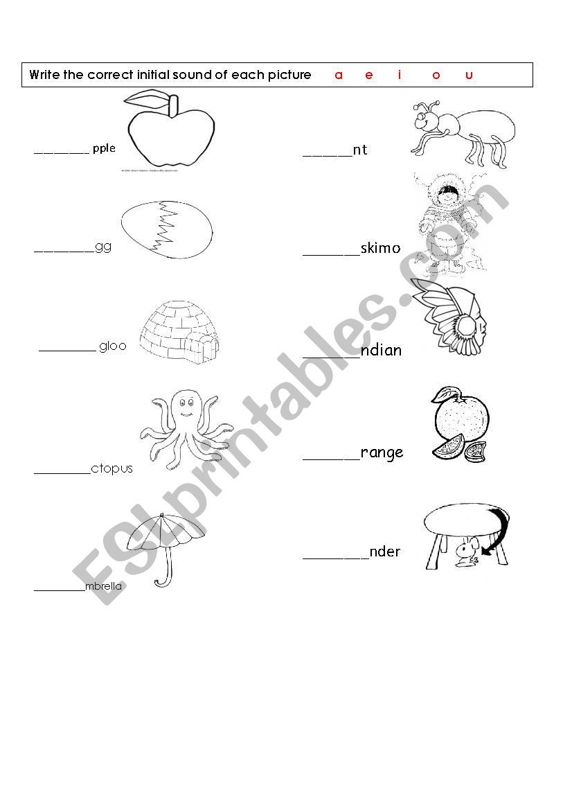 SHORT VOWEL worksheet