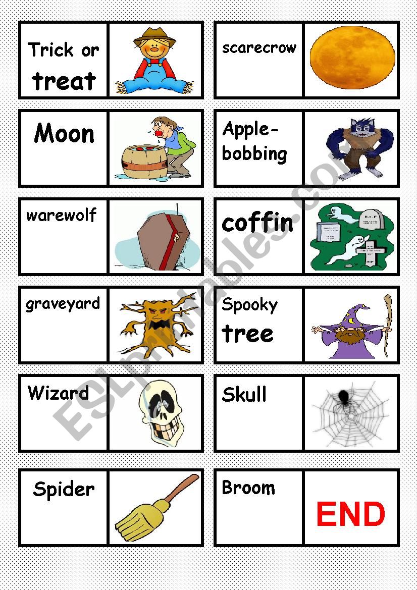 halloween domino 2/2 worksheet