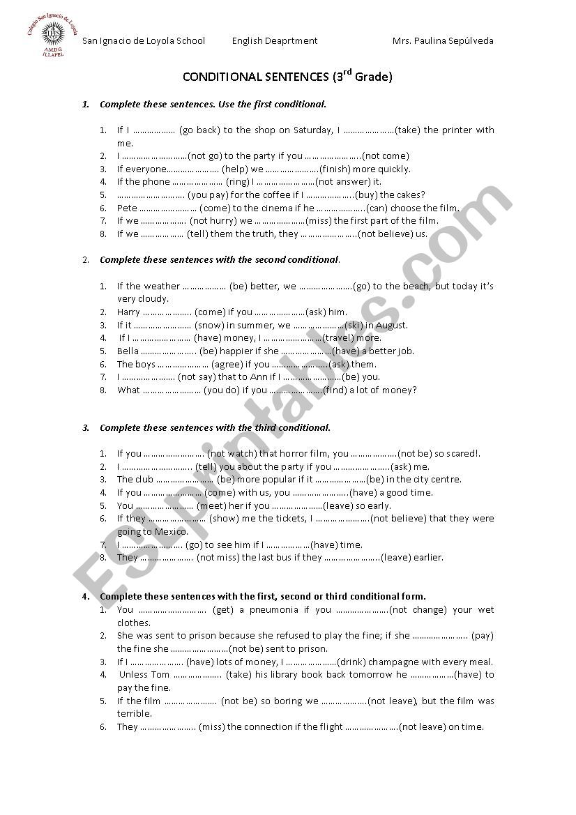 Conditional Sentences worksheet