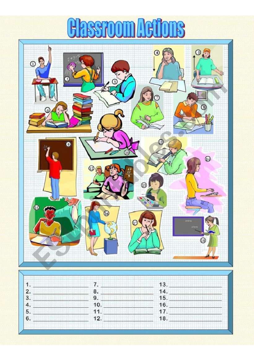 Classroom Actions - Fill in the Blanks