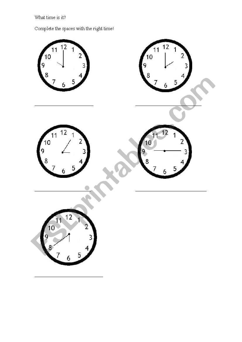 What time is it? worksheet