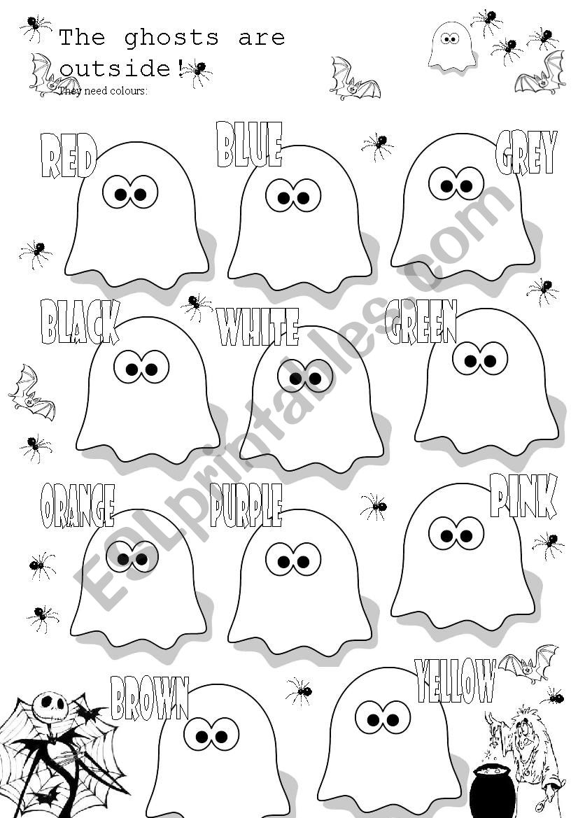 ghosts and colours worksheet