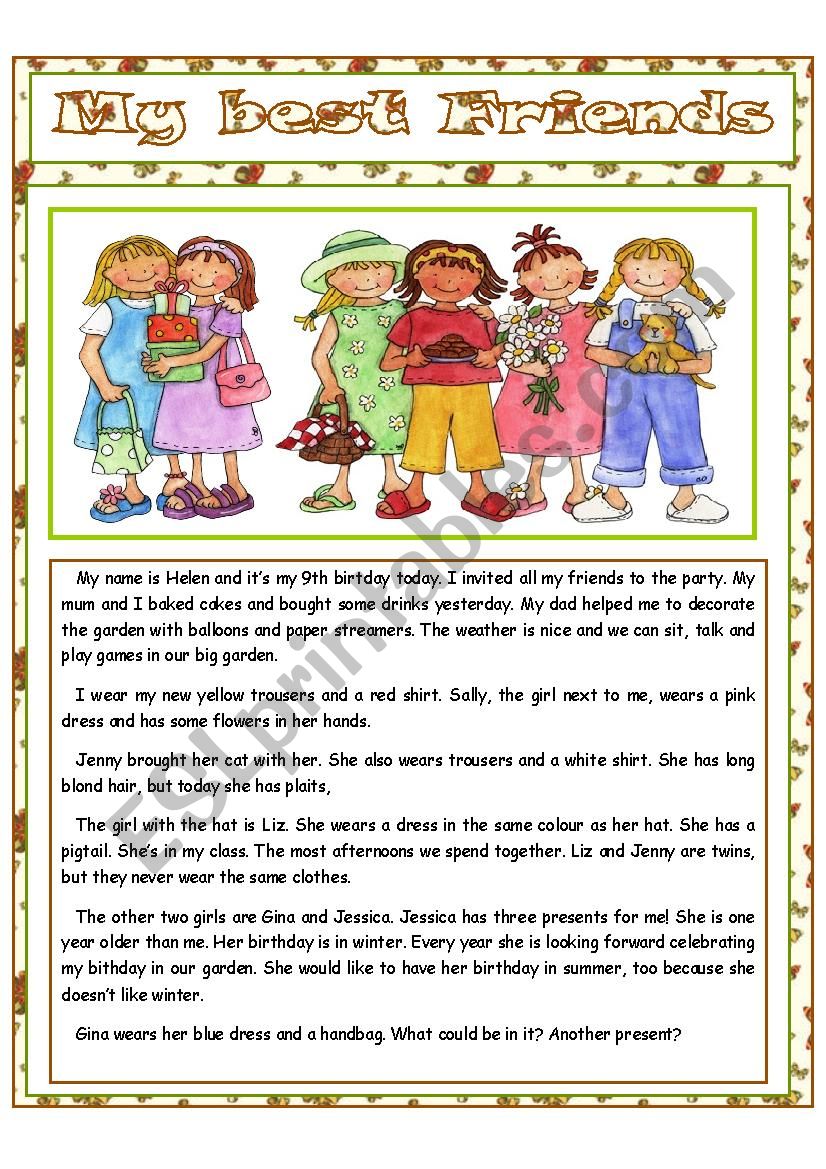 My best Friends worksheet