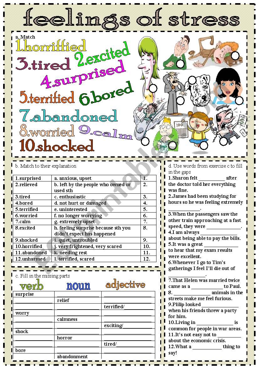 feelings of stress worksheet