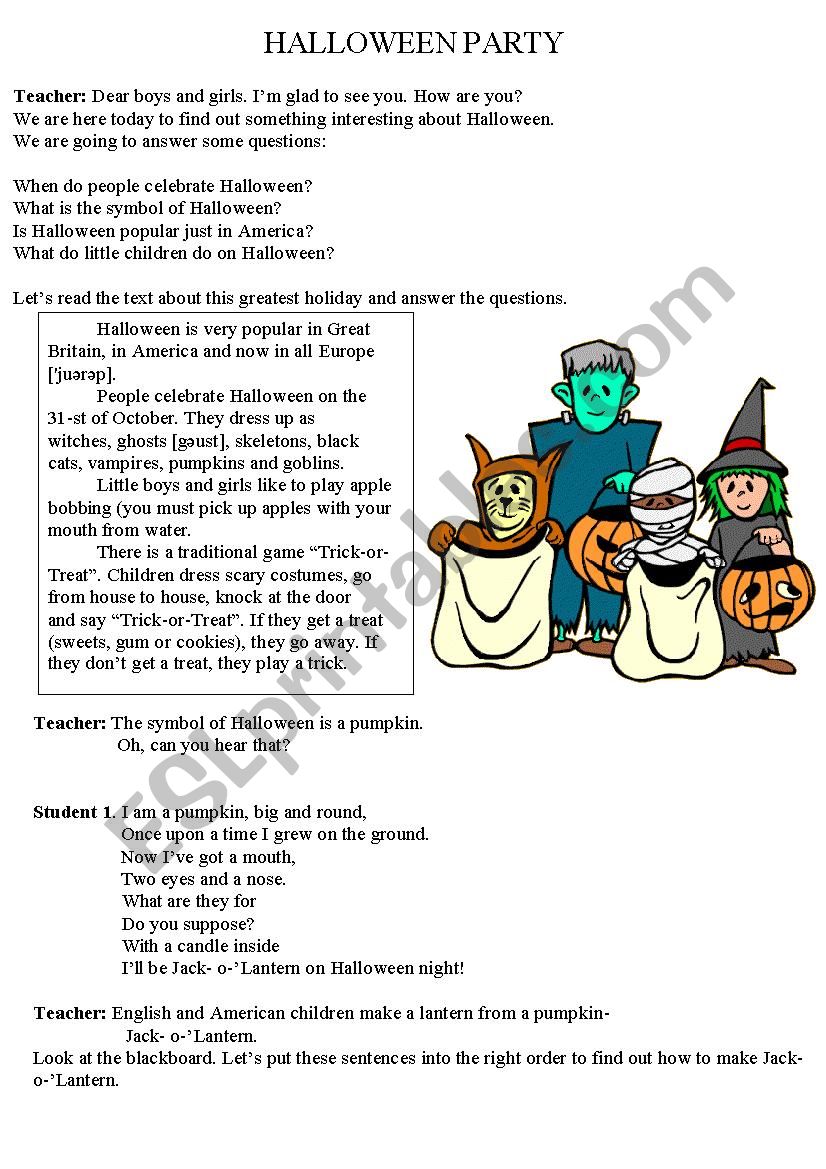 Halloween party ) worksheet