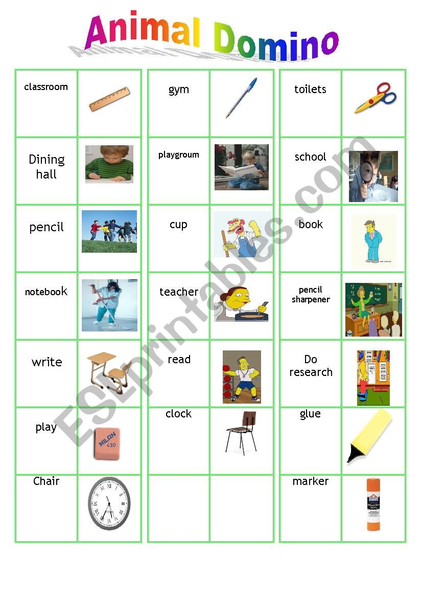 domino 2 worksheet