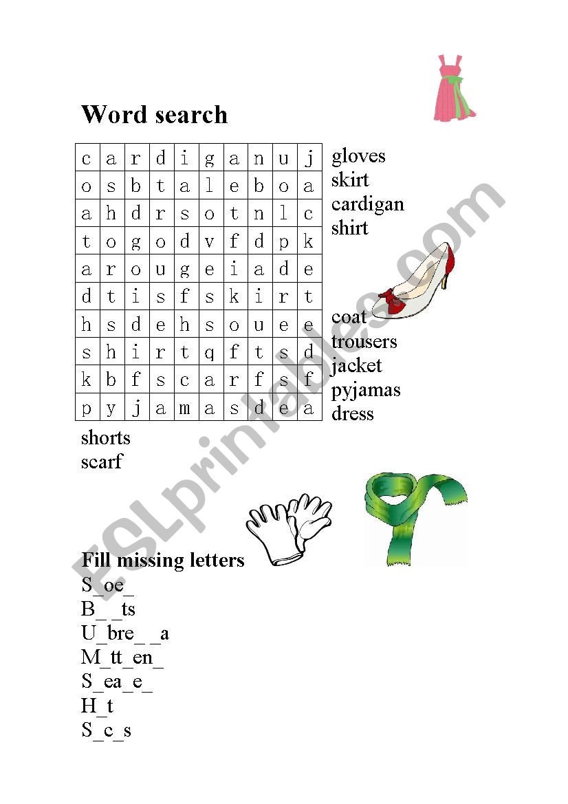 Clothes worksheet