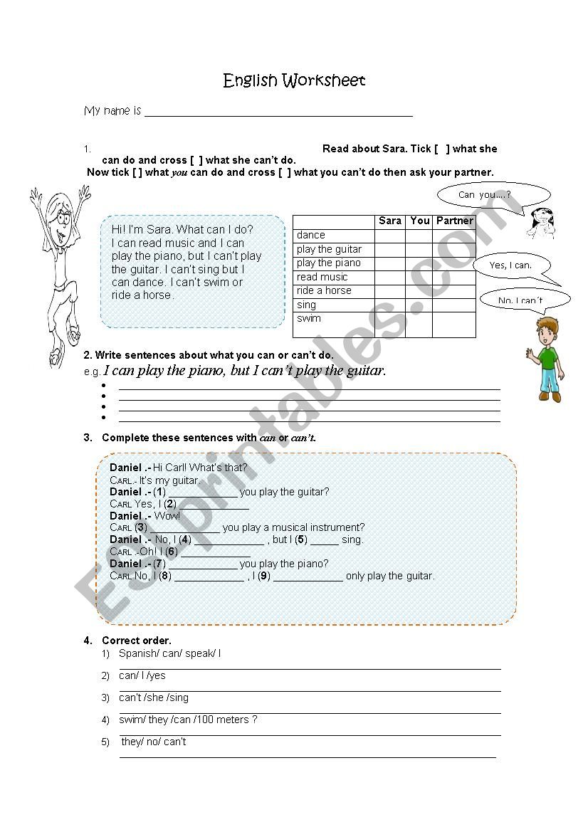 can and cannot  worksheet