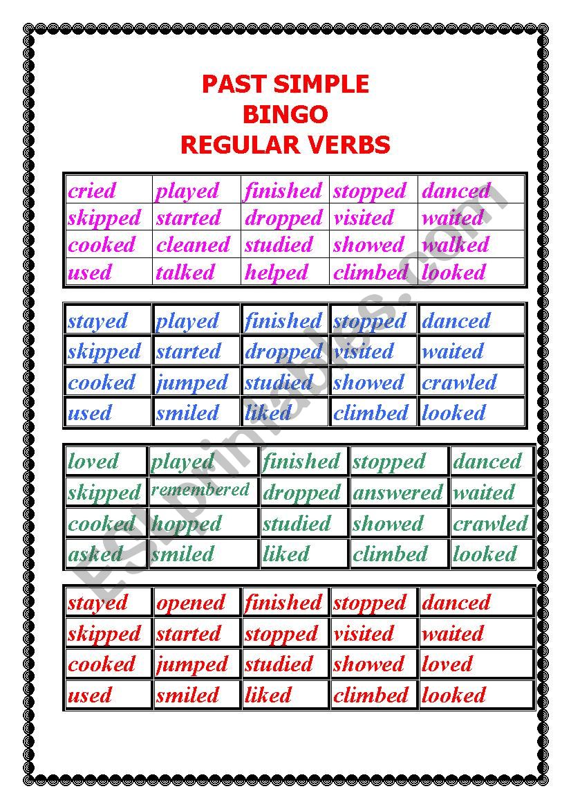 Past Simple regular verbs BINGO GAME 