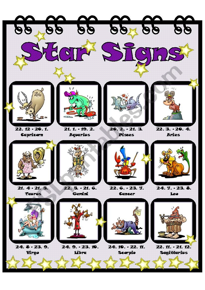 Star Signs Poster worksheet