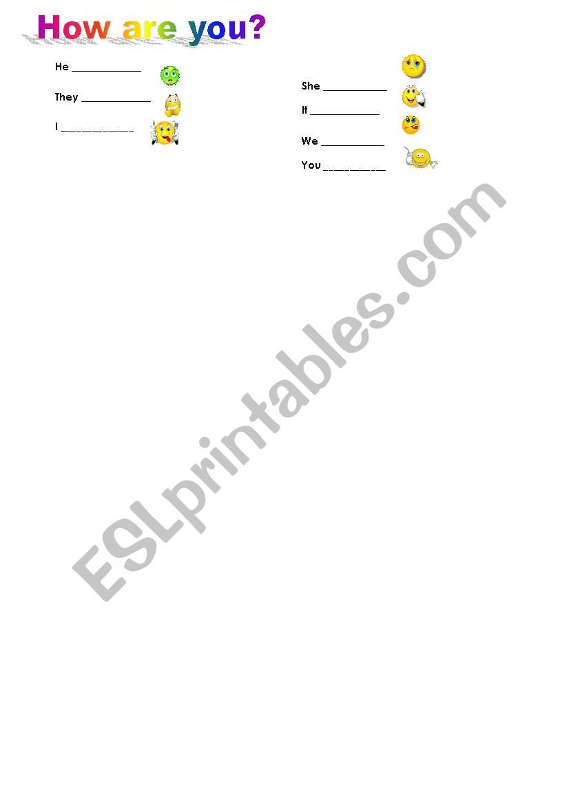 Feelings & Emotions Test worksheet