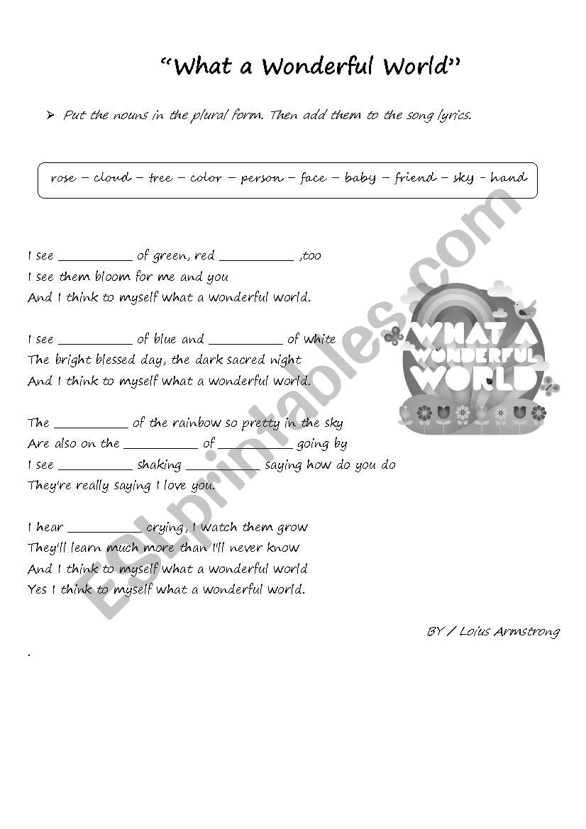 What a Wonderful World worksheet