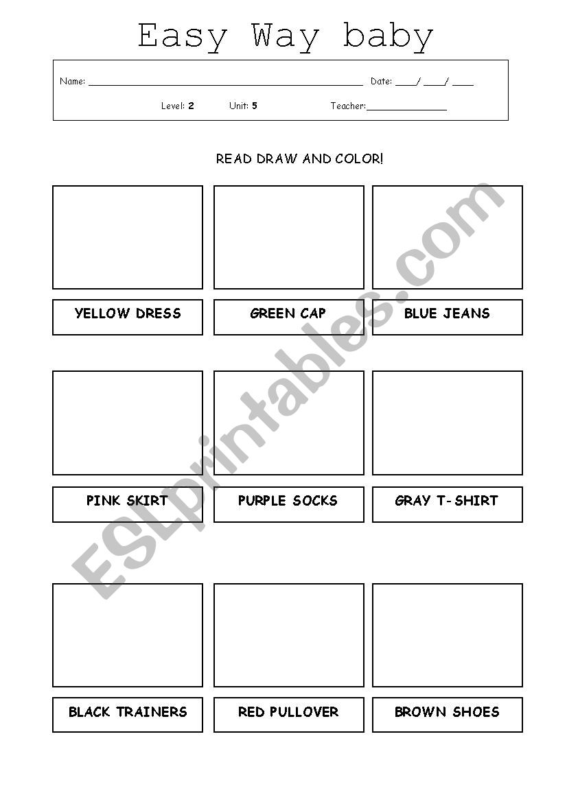 Clothes worksheet