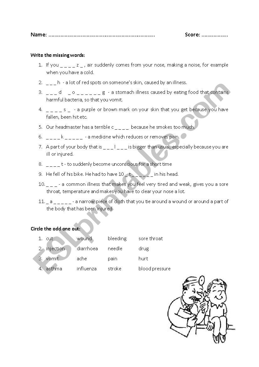 Illness and treatment + KEY worksheet