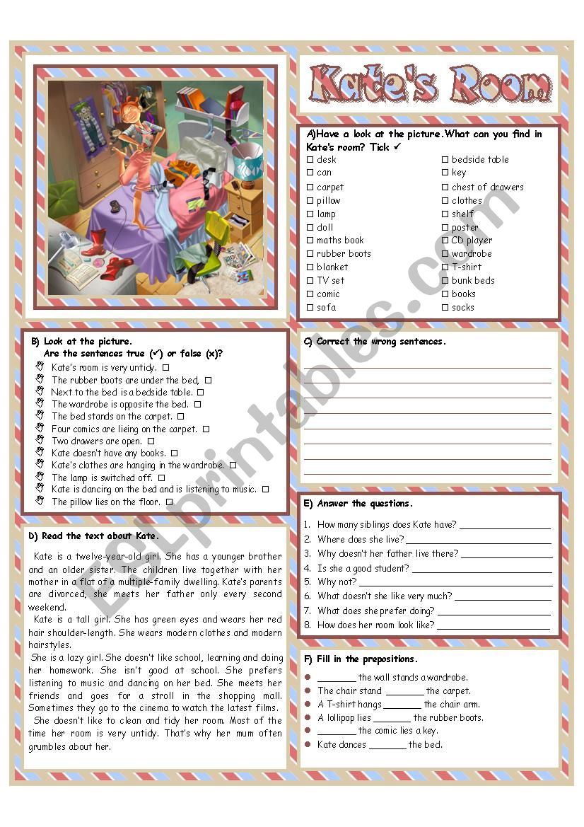 KateÂ´s Room worksheet