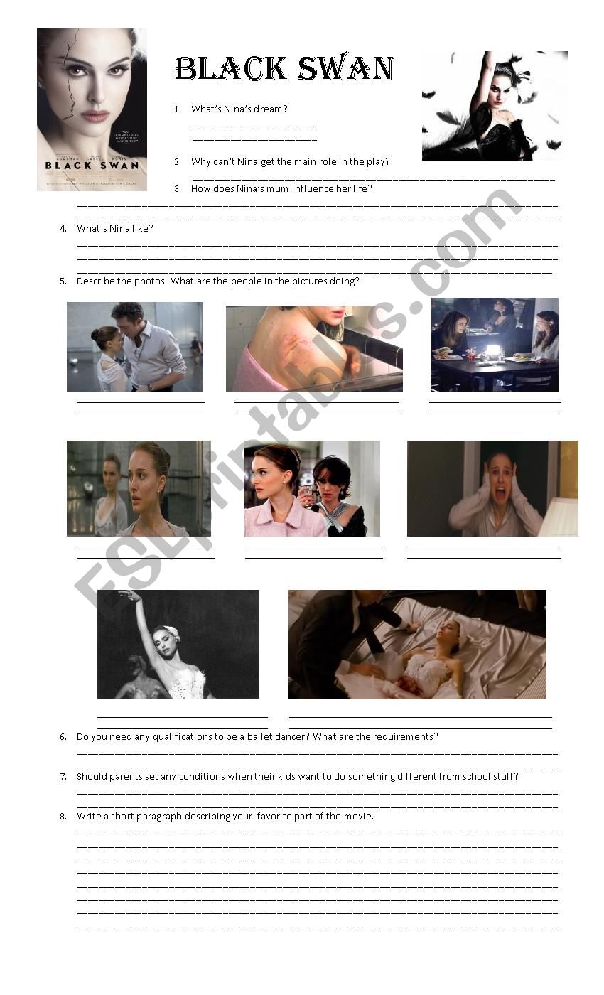 Movie Worksheet The Black Swan