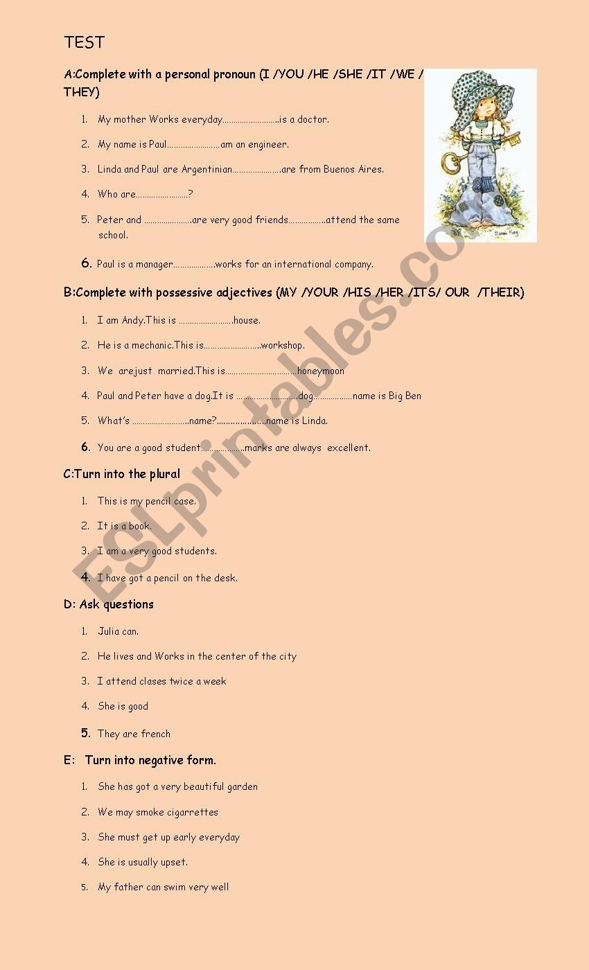 test for adolescents worksheet