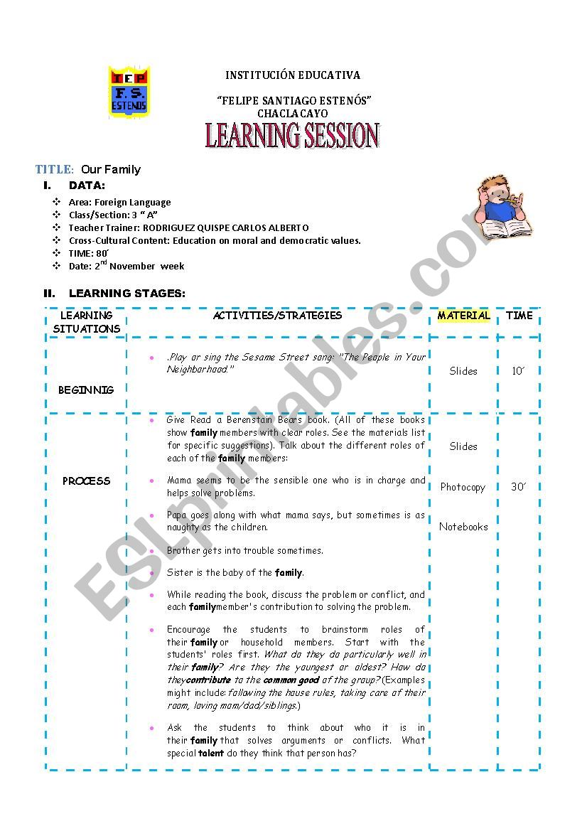 Our Family worksheet